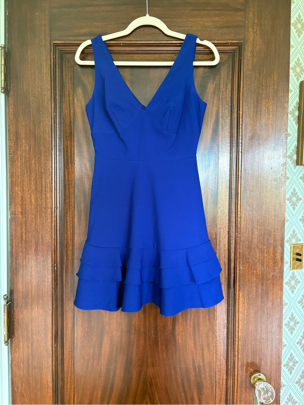 Teeze Me Royal Blue V-Neck Tiered Mini Dress